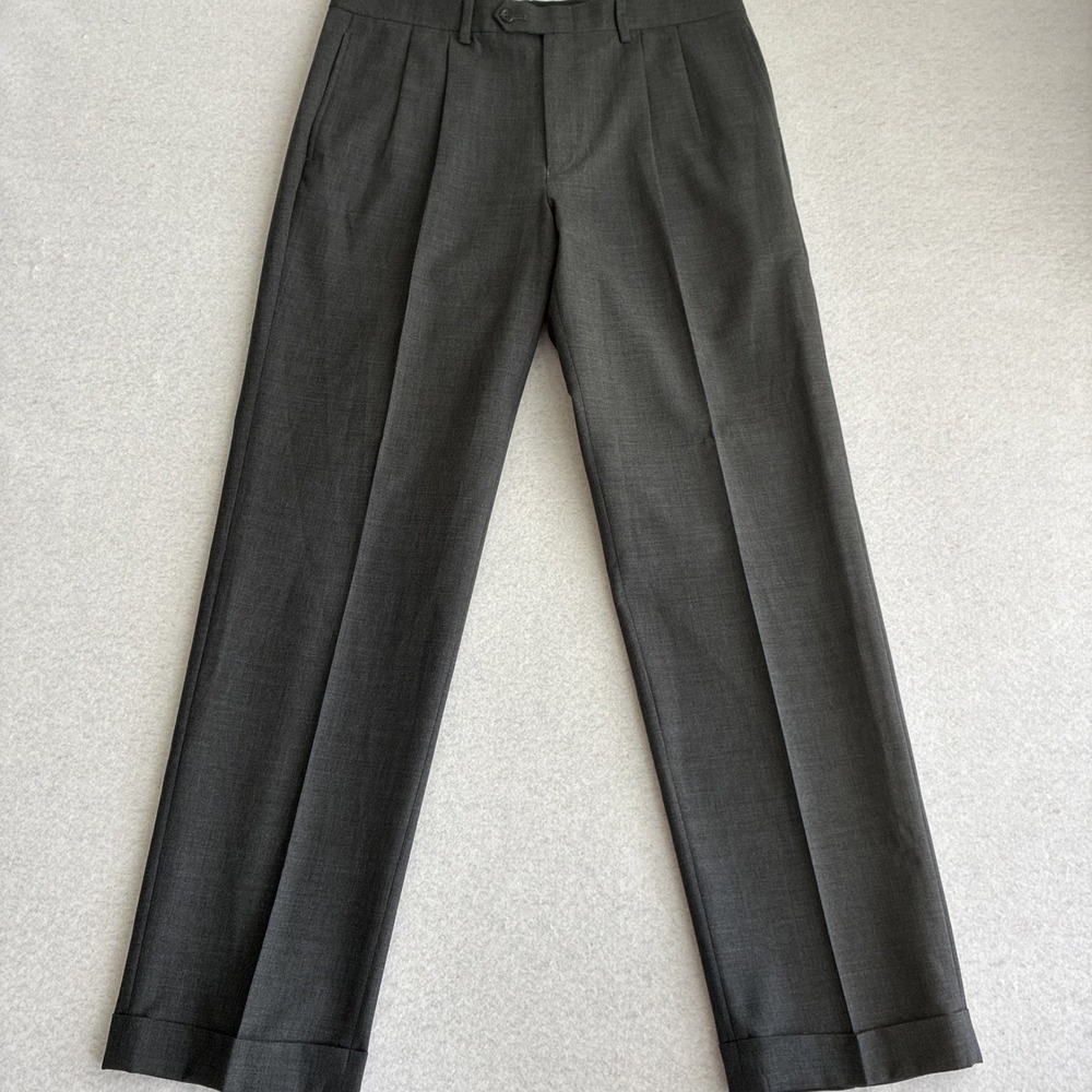 Lauren Ralph Lauren Total Comfort Dress Pants Mens 34x32 Gray 100% Wool Pleated